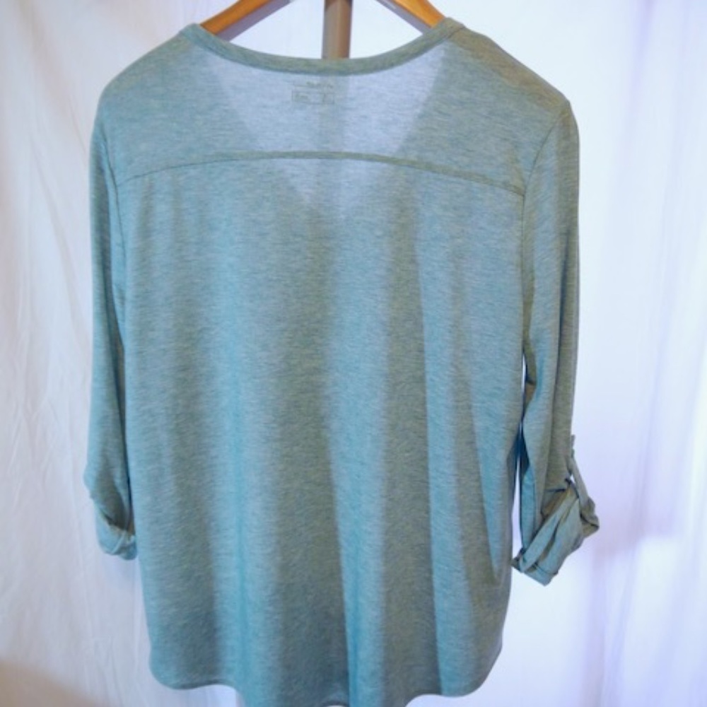 NEW Eddie Bauer Henley Mercer Knit Top Long Sleeves Roll Tab Size XL Spearmint - Picture 5 of 6